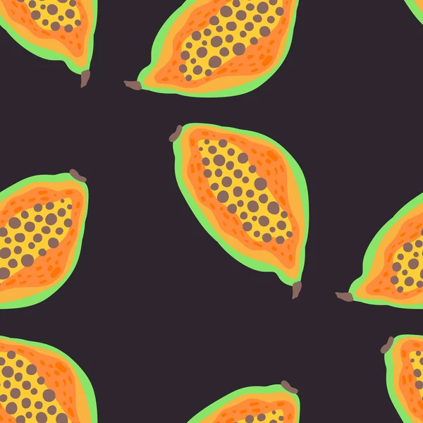 Exotisches Obstmuster Vektor Nahtloser Hintergrund Lustiger Doodle Manier Cliparts Lebensmittel — Stockvektor