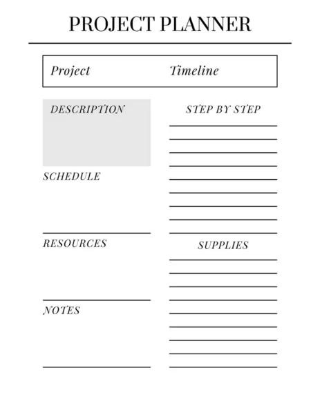 Letter Size Vector Planner Vorlage Leere Druckbare Vertikale Notizbuchseite Business — Stockvektor