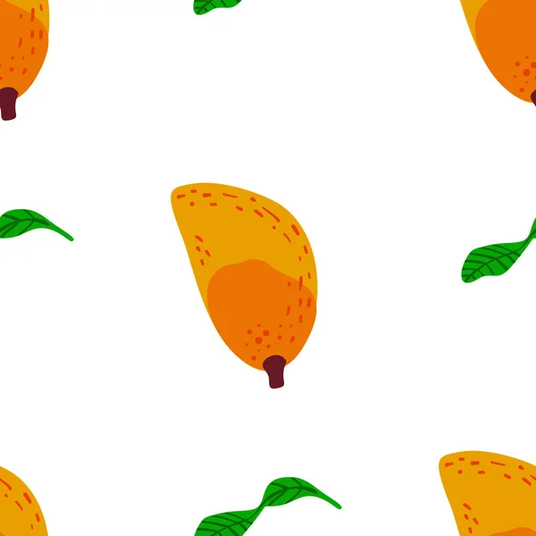 Mango Fruit Pattern Vector Seamless Exotic Background Made Funny Doodle Royalty Free Stock Vectors