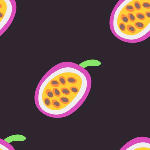 Φρούτα Πάθους Εξωτικό Μοτίβο Φρούτων Διάνυσμα Αδιάλειπτη Φόντο Γίνεται Αστείο — Διανυσματικό Αρχείο