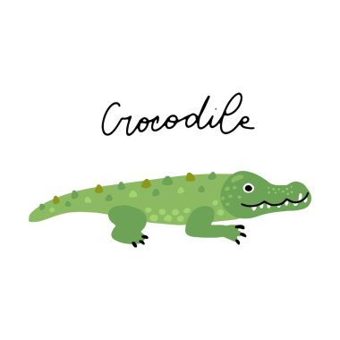 Avustralya Hayvanı Timsah Vektör İllüstrasyon Klibi. Çocuk tasarım posteri.