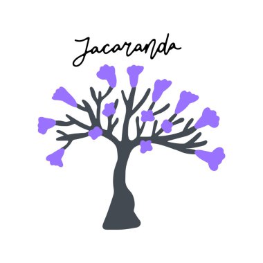 South America Landmark Jacaranda tree vector illustration. Vector isolated clipart. Kids design poster. Drawing in scandinavian style. clipart