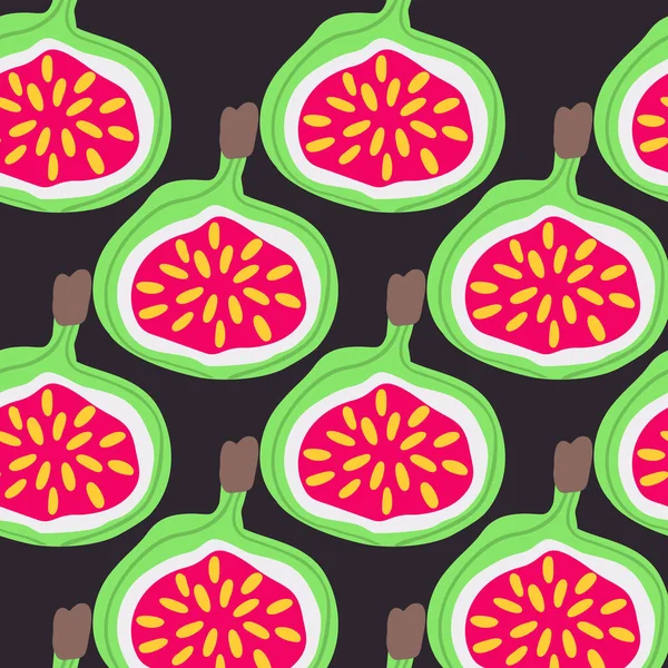 Patrón Fruta Higo Exótica Fondo Sin Costuras Vectorial Hecho Estilo — Vector de stock