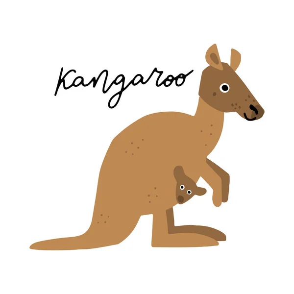 Australian Animal Canguro Vector Ilustración Clipart Cartel Diseño Infantil — Vector de stock