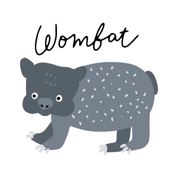 Australian Animal Wombat Vector Ilustración Clipart Cartel Diseño Infantil — Vector de stock