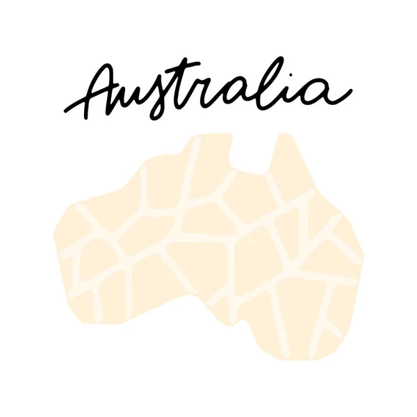 Nakreslená Mapa Austrálie Ilustrační Design Plakát Dětským Designem Geografie Kresba — Stockový vektor