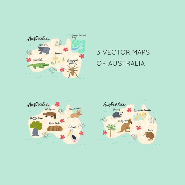 Drawn Map Australia 디자인 아이들은 포스터를 만듭니다 추문에 휩싸인 — 스톡 벡터