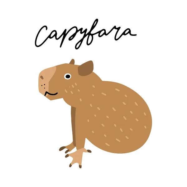 América Del Sur Capybara Animal Vector Ilustración Clipart Cartel Diseño — Vector de stock
