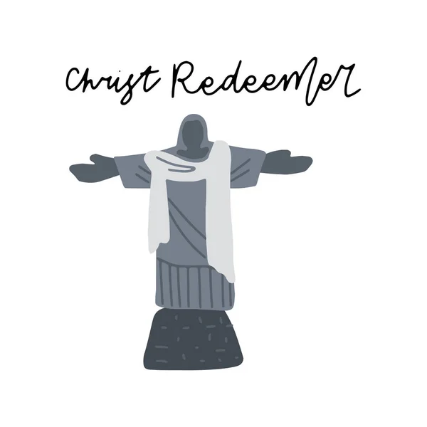 South America Landmark Christ Redeemer Vector Illustration Вектор Ізольований Клітор — стоковий вектор