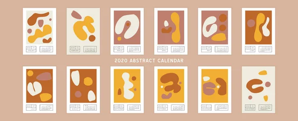 Collage Stil Vätska Organiska Geometri Former 2020 Kalender Modern Och — Stock vektor