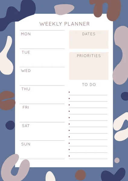 Мінімалістичний Абстрактний Шаблон Щотижневого Планування Порожня Біла Сторінка Ноутбука Текстурою — стоковий вектор