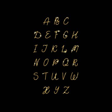 Zarif Altın Renkli Parıldayan yazı tipi seti. Logo, Poster, Davetiye için tipografi klasik stil altın alfabe.