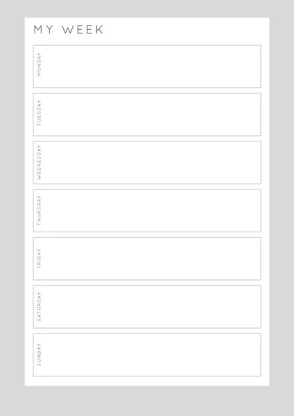 Minimalistische Abstracte Monochtome Planner Dagelijks Wekelijks Maandelijkse Planner Template Blanco — Stockvector