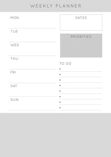 Minimaliste Abstrait Planificateur Monochtome Modèle Planificateur Quotidien Hebdomadaire Mensuel Page — Image vectorielle