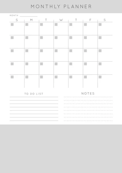 Minimalist Abstract Monochtome Planner Daily Weekly Monthly Planner Template Blank — Stock Vector