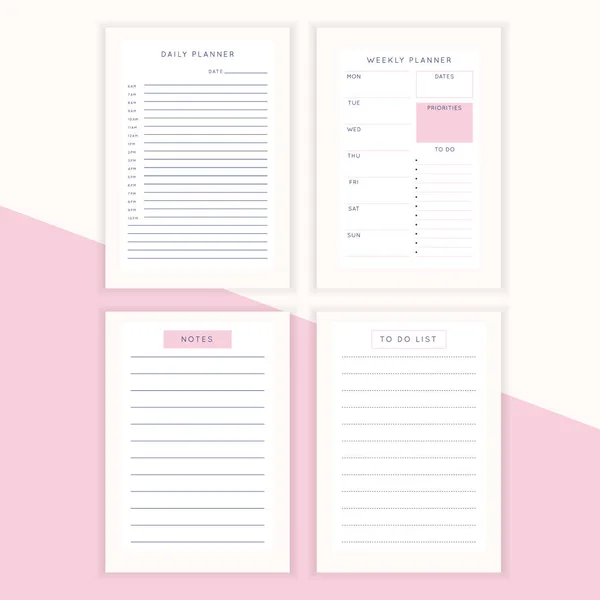 Set Minimalist Abstract Planners Daily Weekly Monthly Planner Template Blank — Stock Vector