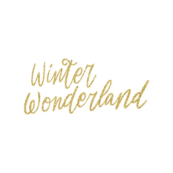Cita Letras Mano Winter Wonderland Con Brillante Textura Brillo Dorado — Archivo Imágenes Vectoriales