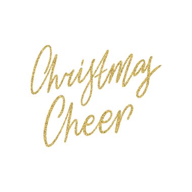 Parlak altın parıltılı desenli Noel tezahüratı el yazısı alıntısı. Eşsiz vektör betiği posteri. Kartlar, t-shirtler, çantalar, posterler, ürünler, afişler için özel baskı.
