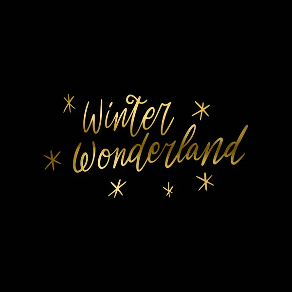 Cita Letras Mano Winter Wonderland Con Brillante Textura Brillo Dorado — Archivo Imágenes Vectoriales