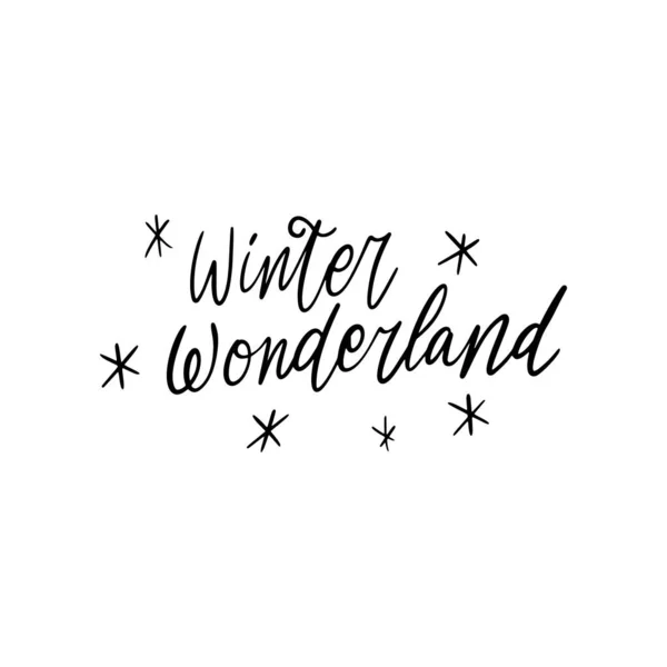 Plantilla Cotización Letras Dibujadas Mano Winter Wonderland Con Ilustraciones Alrededor — Archivo Imágenes Vectoriales