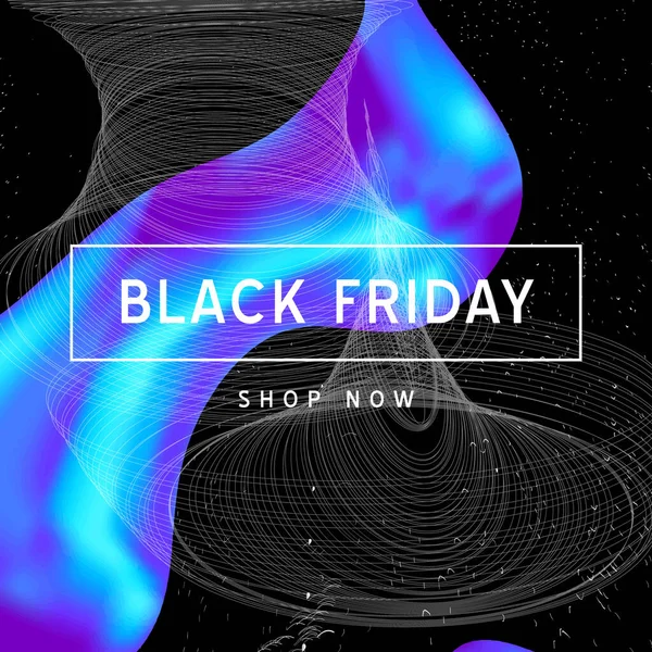 Vector Iridescent Holographic Fluid Texture Vibrant Gradient Colors Sale Banner — стоковый вектор