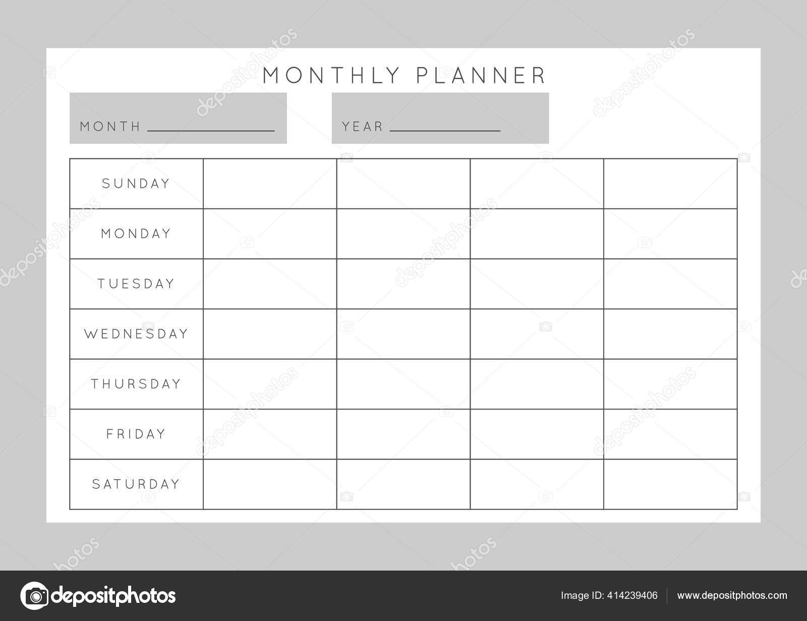 Weekly Planner Printable Vector Template Blank Organizer Page A4