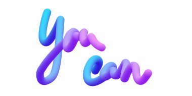 3D gradyan balon harfinden alıntı yapabilirsiniz. Canlı minimum şekil. Sıvı renk yolu. Neon Tüpten El Çizimi Vektör Çizimi.