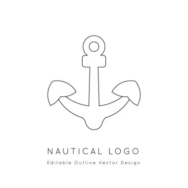 Çapa Denizcilik simgesi. Düzenlenebilir çizgi vektörü. Deniz ve okyanus simgesi izole edilmiş siyah element. Logo ya da marka şablonu.