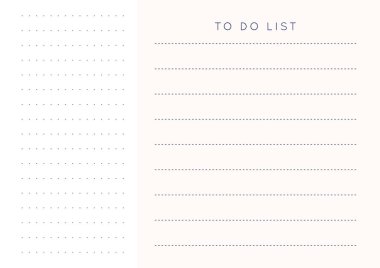 Vektör minimalist soyut planlamacı. Pastel pembe gül renkleri ile modern kadın organizatörü. Günlük, haftalık, aylık planlama şablonu. Boş yazdırılabilir yatay not defteri sayfası. Kağıt sayfa numarası A4.