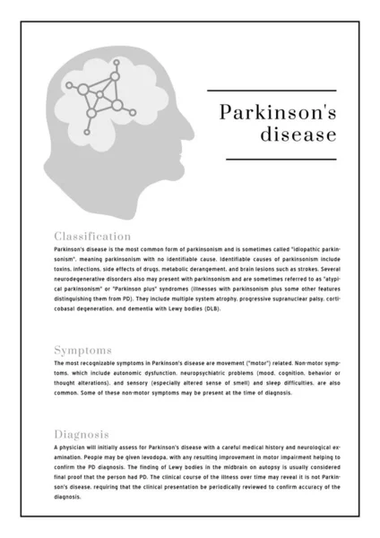 Parkinsonova Choroba Vektorový Plakát Senior Zdravotní Problémy Template Grandfather Silueta — Stockový vektor