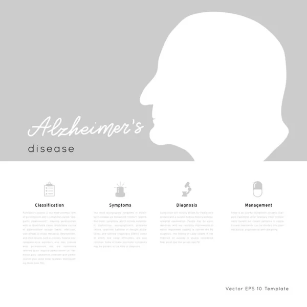 Alzheimerova Choroba Vektor Plakát Senior Zdravotní Problémy Template Grandfather Silueta — Stockový vektor