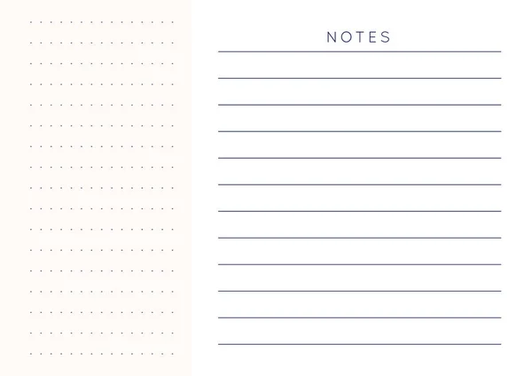 矢量极小化抽象规划师 现代女性组织者 粉红玫瑰色 每月规划师模板 空白可打印水平笔记本页 纸页尺寸A4 — 图库矢量图片