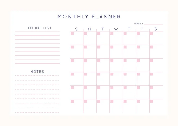 Vector Minimalistische Abstracte Planner Moderne Vrouwelijke Organisator Pastel Roze Roos — Stockvector