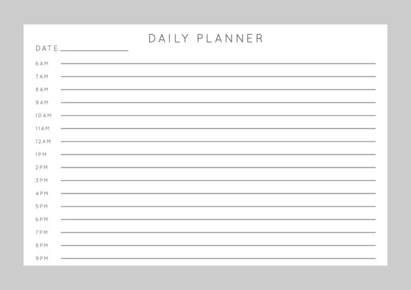 矢量单色简约抽象计划器 每月计划器模板 空白的可打印水平笔记本页 带有备注和目标空间 企业组织 纸页尺寸A4 — 图库矢量图片