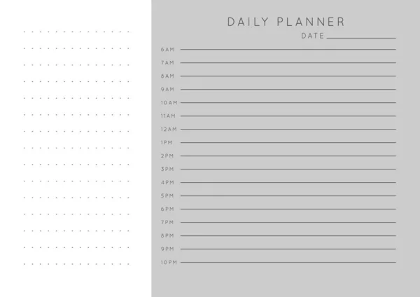 Vector Monochrome Minimalist Abstract Planner Daily Weekly Monthly Planner Template — Stock Vector