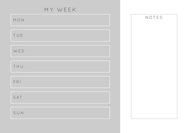 Vector Monokrom Minimalistisk Abstrakt Planerare Dagligen Varje Vecka Månatlig Planerare — Stock vektor