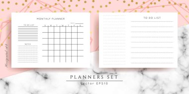 Yazdırılabilir vektör planlayıcısı. Modern iş düzenleyici şablonu. Boş yatay defter sayfaları seti.