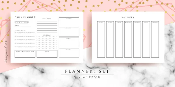 Printable Vector Planner Modern Business Organizer Template Blank Horizontal Notebook — 스톡 벡터