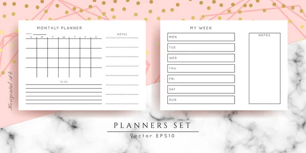 Printable Vector Planner Modern Business Organizer Template Blanco Horizontale Notebook — Stockvector