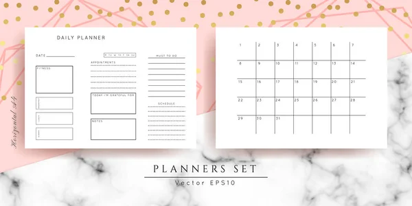 Printable Vector Planner Modern Business Organizer Template Blanco Horizontale Notebook — Stockvector
