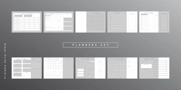 Set Minimalist Abstract Planners Daily Weekly Monthly Planner Template Blank — Stock Vector