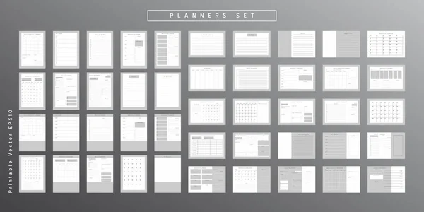 Set Minimalist Abstract Planners Daily Weekly Monthly Planner Template Blank — Stock Vector