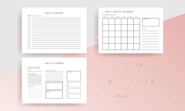 Set Minimalist Abstract Planners Daily Weekly Monthly Planner Template Blank — Stock Vector