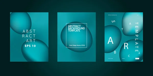 Tekutý Gradient Abstraktní Vektorové Plakáty Moderní Tekuté Tyrkysové Dynamické Tvary — Stockový vektor