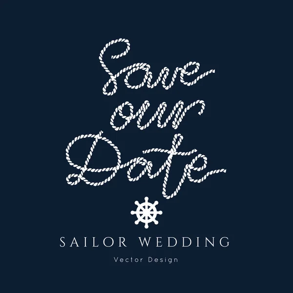 Modelo Vetor Casamento Náutico Corda Barco Marinheiro Theme Invitation Estilo — Vetor de Stock