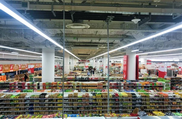 Moscow Russia July 2019 Top View Huge Retail Space Food — Stock Photo, Image