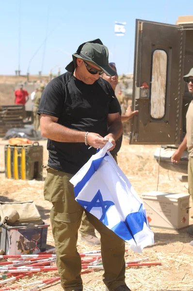 South Israel August 2014 Israeli Soldiers Next Gaza Border Conflict — Stock Photo, Image