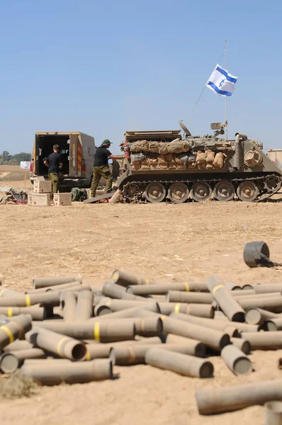 South Israel August 2014 Israeli Soldiers Next Gaza Border Conflict — Stock Photo, Image