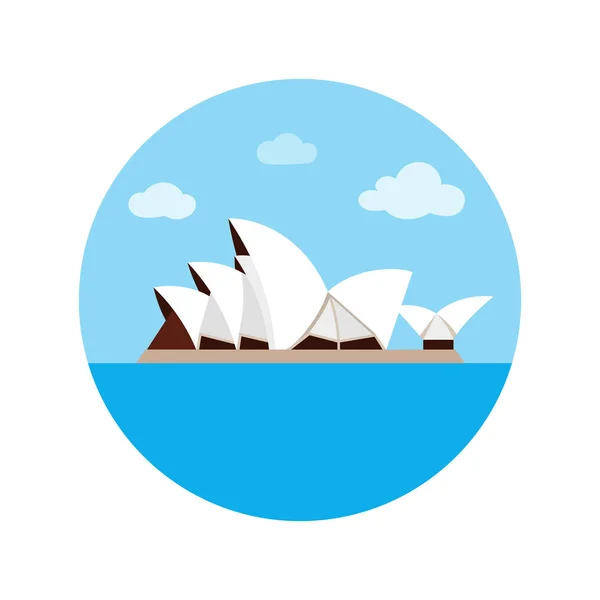 Sydney Opera House icona in stile cartone animato isolato su sfondo bianco . — Vettoriale Stock