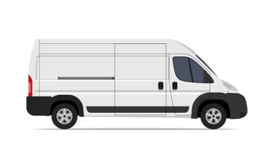 Kargo Van Mini otobüs Mockup reklam ve kurumsal kimlik ulaşım vektör şablonu. Düzen düzenlemek kolay.